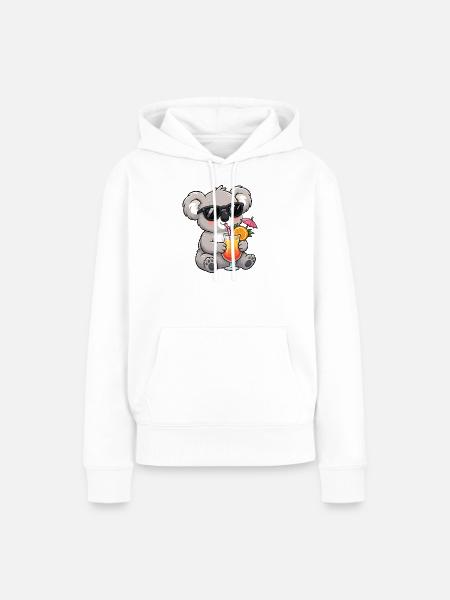 Koala Cocktail am Strand - Frauen Premium Bio Hoodie - Weiß