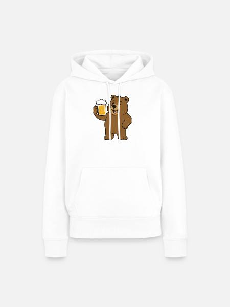 Bär mit Bierglas - Frauen Premium Bio Hoodie - Weiß