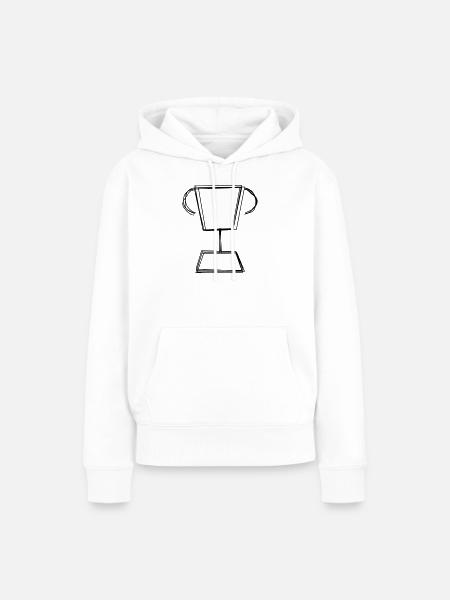 Pokal handgezeichnet - Frauen Premium Bio Hoodie - Weiß