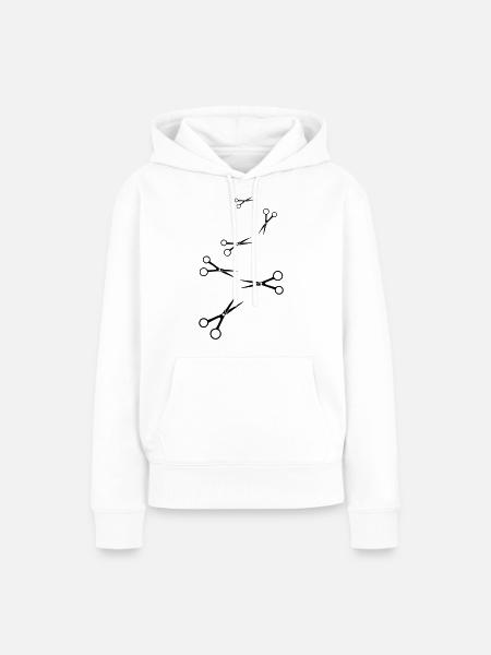 Schere Barber icon - Frauen Premium Bio Hoodie - Weiß