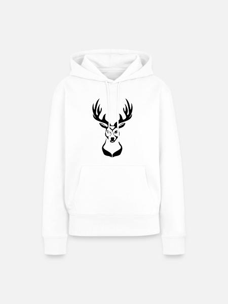 Hirsch Hirschkopf 1c - Frauen Premium Bio Hoodie - Weiß