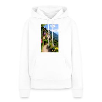 Village de montagne méditerranéen - Sweat à capuche Premium bio Femme - blanc - Devant - Julia (174cm)