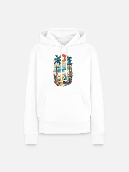 Retro-Strand-Vibes - Frauen Premium Bio Hoodie - Weiß