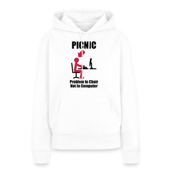 PICNIC - Problem in Chair, not in Computer - - Sweat à capuche Premium bio Femme - blanc - Devant - Julia (174cm)