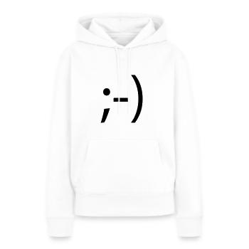 EmoTee Wink Alpha ;-) - Frauen Premium Bio Hoodie - Weiß - Vorne - Julia (174cm)