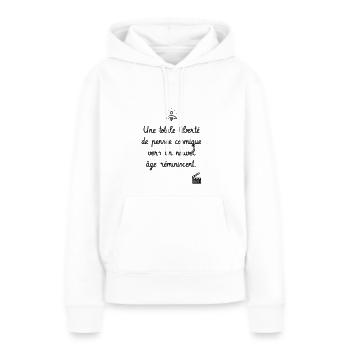 Skippy le Grand Gourou - Les Inconnus - Humour - Sweat à capuche Premium bio Femme - blanc - Devant - Julia (174cm)
