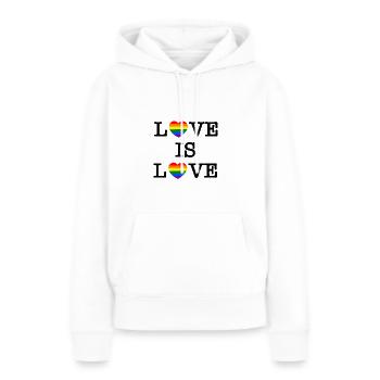Love is love - Sweat à capuche Premium bio Femme - blanc - Devant - Julia (174cm)
