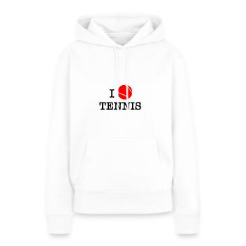 I love tennis - Sweat à capuche Premium bio Femme - blanc - Devant - Julia (174cm)