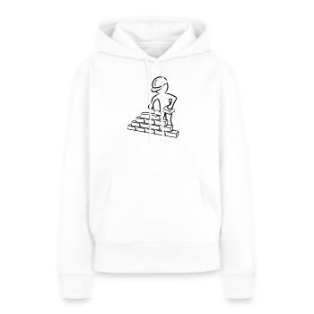 Bauarbeiter mit Maurerkelle, Mörtel und Mauer - Frauen Premium Bio Hoodie - Weiß - Vorne - Julia (174cm)