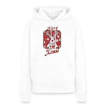 Rudi le Ren 2 - Sweat à capuche Premium bio Femme - blanc - Devant - Julia (174cm)