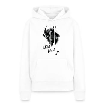 Satan loves you - Teufel Devil Satanisch Engel - Frauen Premium Bio Hoodie - Weiß - Vorne - Julia (174cm)