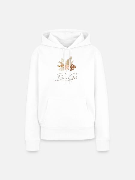Boho Girl Blumenkranz - Frauen Premium Bio Hoodie - Weiß