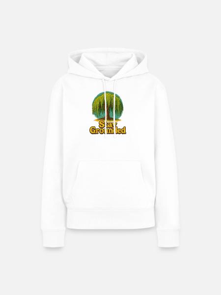 Bleib geerdet, Weidenbaum - Frauen Premium Bio Hoodie - Weiß