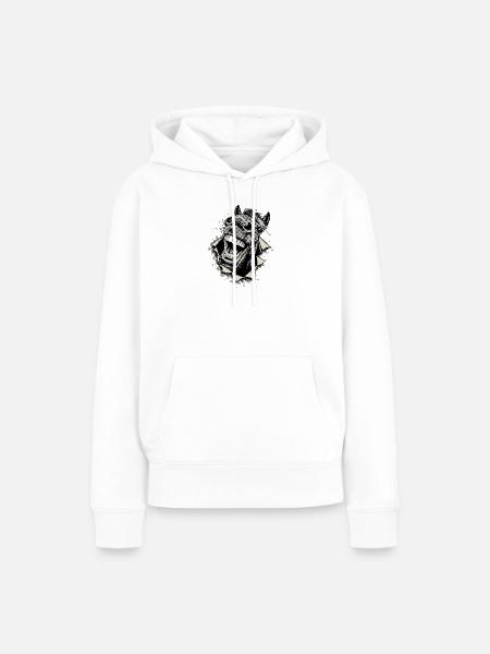 Popkultur Pferd – Grinsend Twotone Illustration - Frauen Premium Bio Hoodie - Weiß