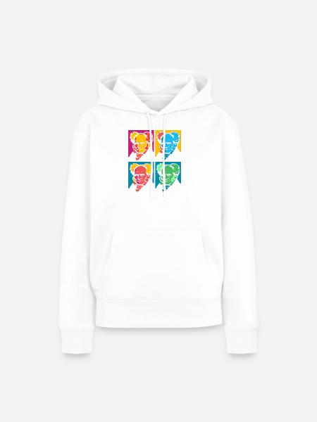 Schopenhauer Pop-Art-Porträtblock - Frauen Premium Bio Hoodie - Weiß