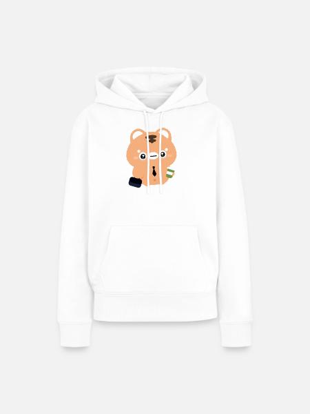 Kawaii Tiger weint mit Kaffee - Frauen Premium Bio Hoodie - Weiß