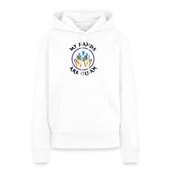 Mains propres - Sweat à capuche Premium bio Femme - blanc - Devant - Julia (174cm)