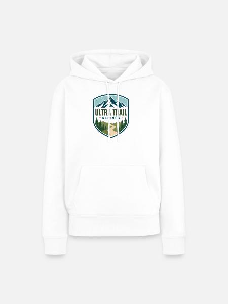 Ultra Trail Runner Mountain Shield - Frauen Premium Bio Hoodie - Weiß