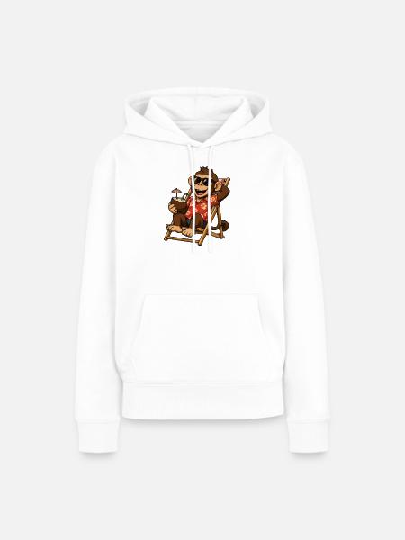 Affe am Strand im Hawaii-Look - Frauen Premium Bio Hoodie - Weiß