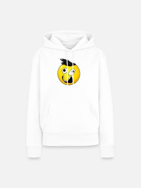 Verrücktes Gesicht mit Frisur - Frauen Premium Bio Hoodie - Weiß