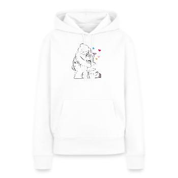 Teddy fährt in den Urlaub - Frauen Premium Bio Hoodie - Weiß - Vorne - Julia (174cm)