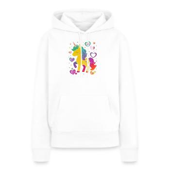 Niedliches Einhorn mit Herzen Design - Frauen Premium Bio Hoodie - Weiß - Vorne - Julia (174cm)