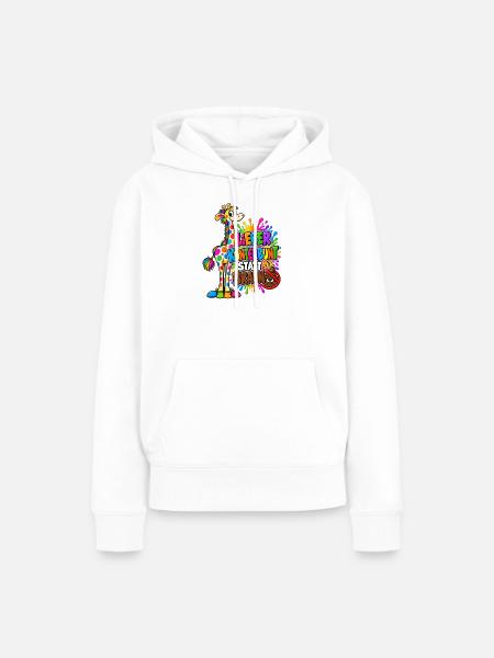Kunterbunte Giraffe: Kunterbunt statt Braun - Frauen Premium Bio Hoodie - Weiß