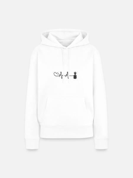 Ananas Puls Herz - Frauen Premium Bio Hoodie - Weiß
