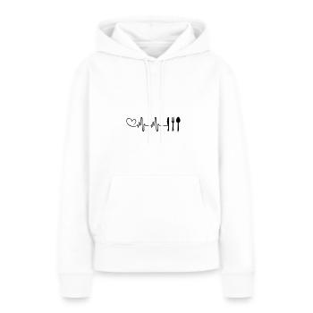 Fourchette Couverts Heartbeat - Sweat à capuche Premium bio Femme - blanc - Devant - Julia (174cm)