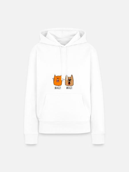 Hund und Katze - Frauen Premium Bio Hoodie - Weiß