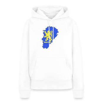 Carte Franche-Comté + lion - Sweat à capuche Premium bio Femme - blanc - Devant - Julia (174cm)