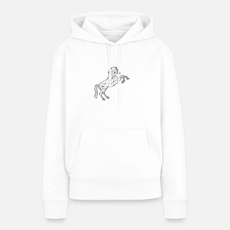 Cheval géométrique dans la conception de polygone - Sweat à capuche Premium bio Femme - blanc