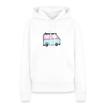live simply bus - Sweat à capuche Premium bio Femme - blanc - Devant - Julia (174cm)