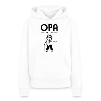 Opa on Tour - Ausgehen - Frauen Premium Bio Hoodie - Weiß - Vorne - Julia (174cm)