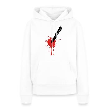 SANG DE COUTEAU - Sweat à capuche Premium bio Femme - blanc - Devant - Julia (174cm)