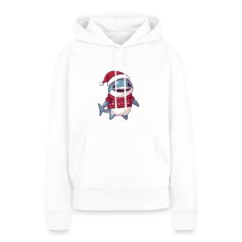 Bande dessinée de Noël requin - Sweat à capuche Premium bio Femme - blanc - Devant - Julia (174cm)