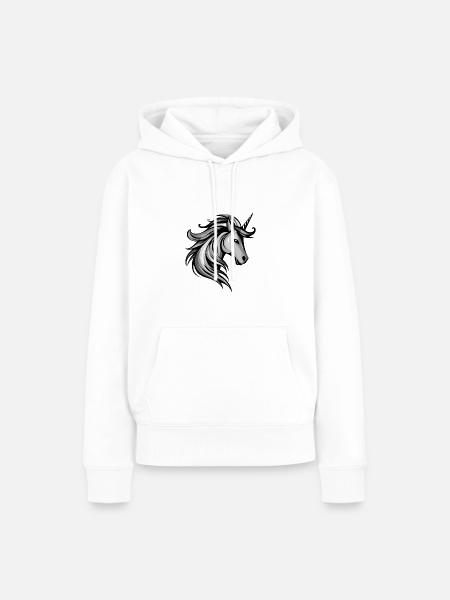 Einhorn Kopf - Frauen Premium Bio Hoodie - Weiß