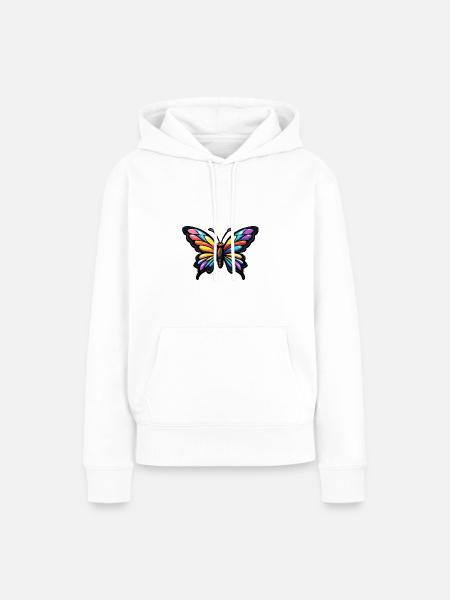 Schmetterling Comic - Frauen Premium Bio Hoodie - Weiß