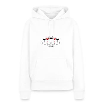 Vin Vin Vin Rouge Verre Icône - Sweat à capuche Premium bio Femme - blanc - Devant - Julia (174cm)