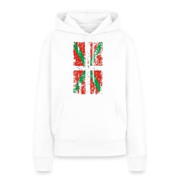 Drapeau Pays Basque usé. Ikurriña. - Sweat à capuche Premium bio Femme - blanc - Devant - Julia (174cm)