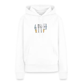 Kindermotiv tanzendes Besteck Kindershirt Besteck - Frauen Premium Bio Hoodie - Weiß - Vorne - Julia (174cm)