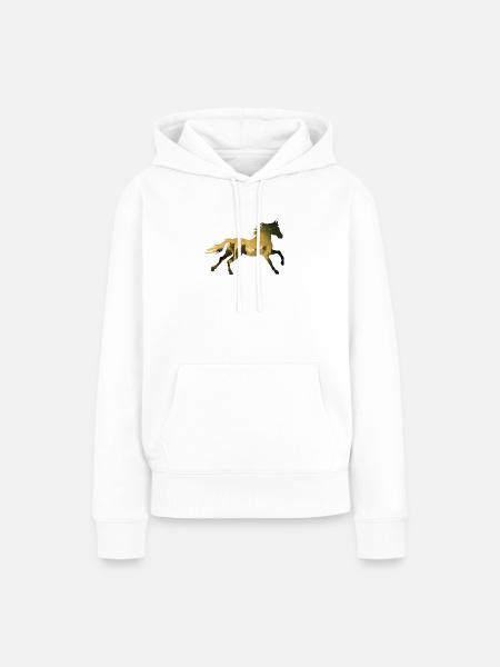 Herde im Galopp Silhouette - Frauen Premium Bio Hoodie - Weiß