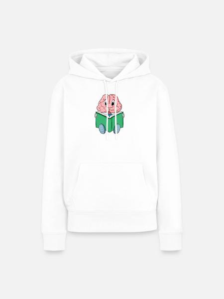 Gehirn am Lesen - Frauen Premium Bio Hoodie - Weiß