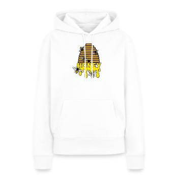 Ruche de miel d’abeille - Sweat à capuche Premium bio Femme - blanc - Devant - Julia (174cm)