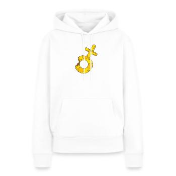 Symbole de Vénus dans la pose du symbole de Mars - Sweat à capuche Premium bio Femme - blanc - Devant - Julia (174cm)