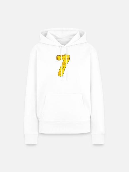 Zahl 7 Ziffer Käse - Frauen Premium Bio Hoodie - Weiß