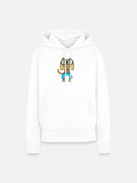Teleskop Astronomie Astronom Katze - Frauen Premium Bio Hoodie - Weiß