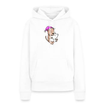 Katze mit Kissen - Frauen Premium Bio Hoodie - Weiß - Vorne - Julia (174cm)