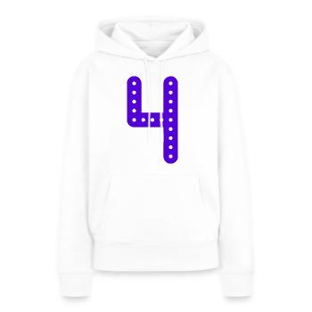 4 ANS. 4e ANNIVERSAIRE. ANNIVERSAIRE 4 ANS. ANNIV - Sweat à capuche Premium bio Femme - blanc - Devant - Julia (174cm)