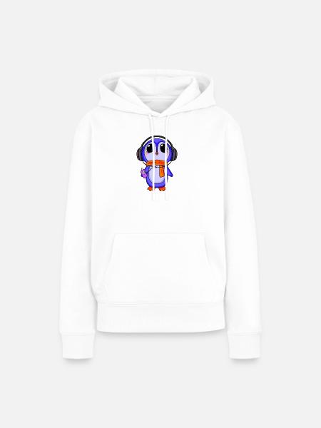Pinguin hört Musik - Frauen Premium Bio Hoodie - Weiß